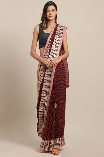 Leheriya Gotta Patti Poly Georgette Leheriya Saree