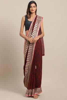 Leheriya Gotta Patti Poly Georgette Leheriya Saree 1