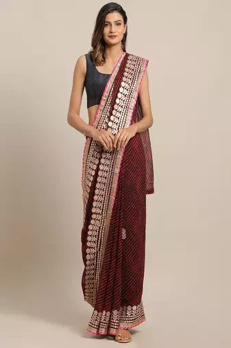 Leheriya Gotta Patti Poly Georgette Leheriya Saree