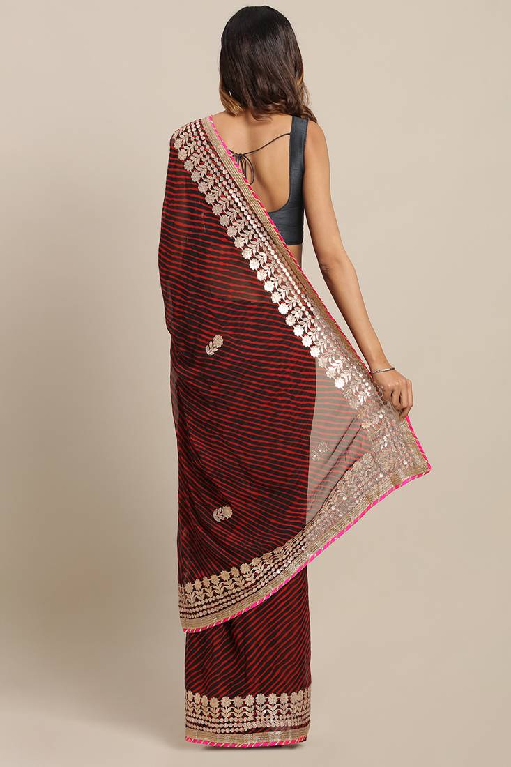 Leheriya Gotta Patti Poly Georgette Leheriya Saree