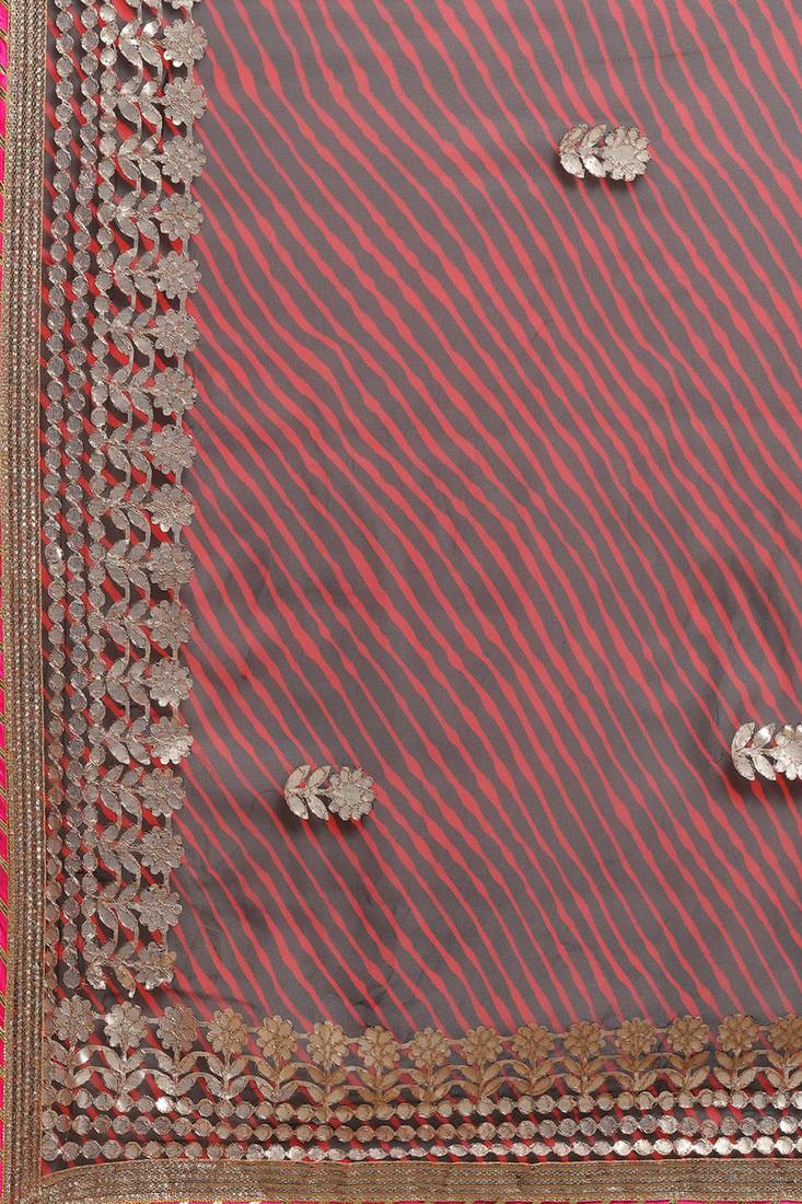 Leheriya Gotta Patti Poly Georgette Leheriya Saree