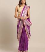 Purple Hand Embellished Georgette Saree