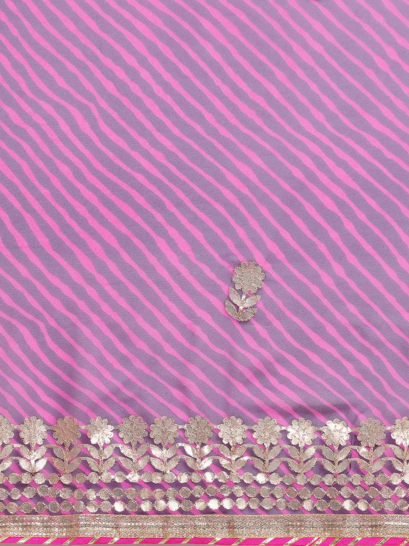 Purple Hand Embellished Georgette Saree