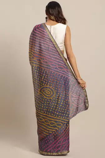 Multicolor Hand Bandhani Art Silk Saree