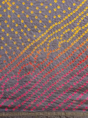 Multicolor Hand Bandhani Art Silk Saree 3