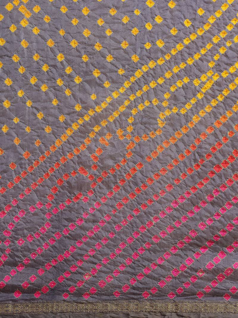 Multicolor Hand Bandhani Art Silk Saree