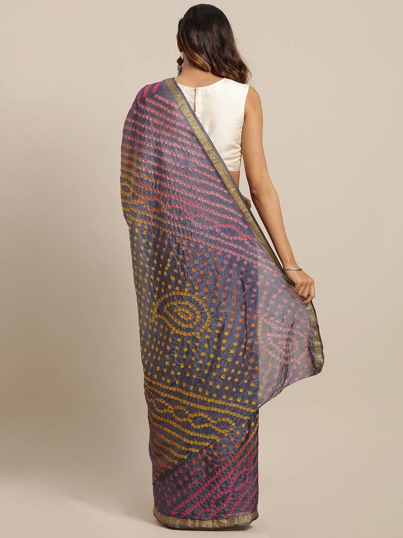 Multicolor Hand Bandhani Art Silk Saree