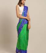 Green & Blue Bandhani Zari Art Silk Bandhani Saree