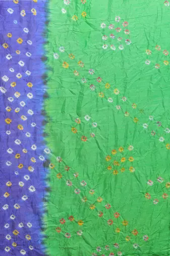 Green & Blue Bandhani Zari Art Silk Bandhani Saree