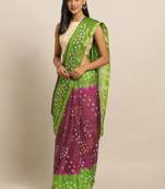 Hand Dyed Green & Purple Bandhani Silk Sustainable Saree