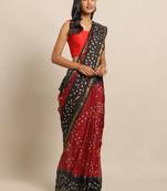 Hand Dyed Red & Black Bandhani Silk Sustainable Saree