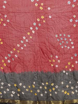Hand Dyed Red & Black Bandhani Silk Sustainable Saree 3