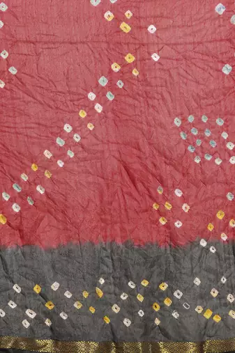 Hand Dyed Red & Black Bandhani Silk Sustainable Saree