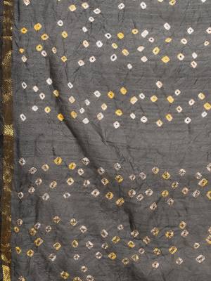 Hand Dyed Red & Black Bandhani Silk Sustainable Saree 4
