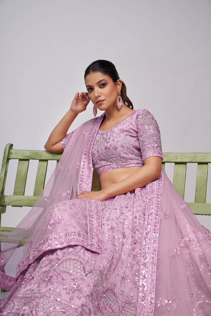 Mof EMbroidered Lehenga Choli Set With Dupatta