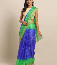 Hand Dyed Green & Blue Bandhani Silk Sustainable Saree