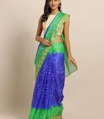 Hand Dyed Green & Blue Bandhani Silk Sustainable Saree
