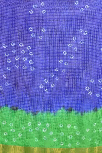 Hand Dyed Green & Blue Bandhani Silk Sustainable Saree