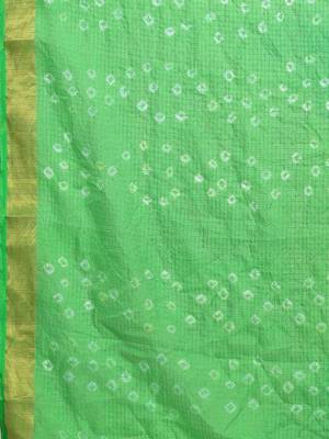 Hand Dyed Green & Blue Bandhani Silk Sustainable Saree 4