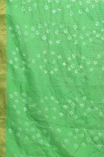 Hand Dyed Green & Blue Bandhani Silk Sustainable Saree
