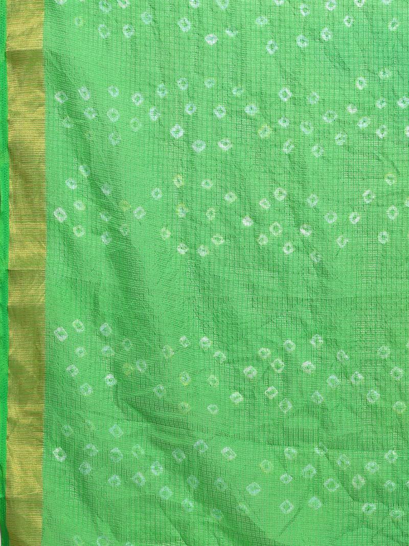 Hand Dyed Green & Blue Bandhani Silk Sustainable Saree