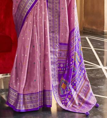 Elora Soft Silk Printed Patola Saree For Women (Dark Dusty Pink) 4