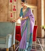 Elora Soft Silk Printed Patola Saree For Women (Lavender)