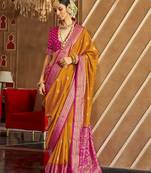 Elora soft silk printed patola saree for women (orange)