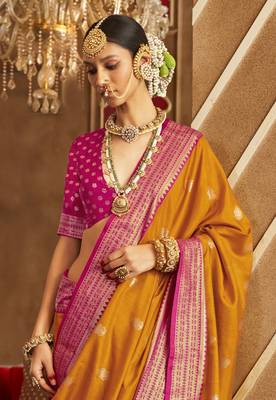 Elora soft silk printed patola saree for women (orange) 3