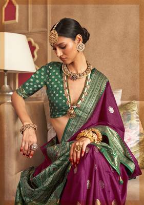 Soft Silk Printed Patola Saree For Women (Pulm) 2