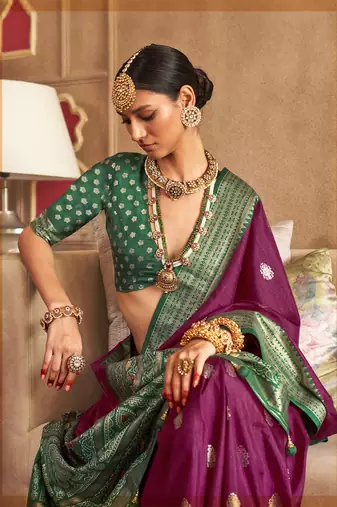 Soft Silk Printed Patola Saree For Women (Pulm)
