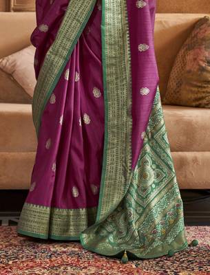 Soft Silk Printed Patola Saree For Women (Pulm) 4