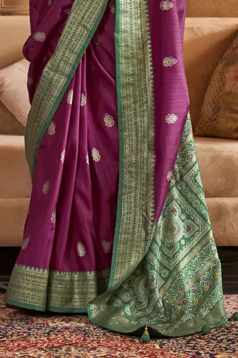 Soft Silk Printed Patola Saree For Women (Pulm)