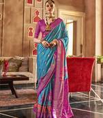 Elora Soft Silk Printed Patola Saree For Women (Sky Blue)