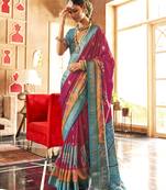 Elora Soft Silk Printed Patola Saree For Women (Dark Hot Pink)