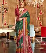 Elora Soft Silk Printed Patola Saree For Women (Green)