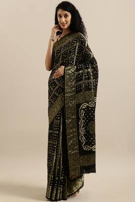 Hand Dyed Bandhani Silk Sustainable Saree 1