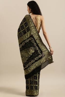 Hand Dyed Bandhani Silk Sustainable Saree 2