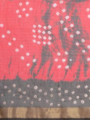 Hand Dyed Red & Black Bandhani Kota Silk Sustainable Saree 3