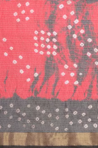 Hand Dyed Red & Black Bandhani Kota Silk Sustainable Saree