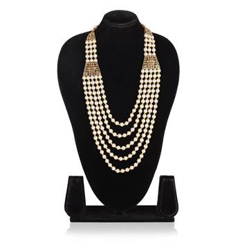   pearl beads dulha groom sherwani mala for   for wedding | layered mala | perfect for groom 3