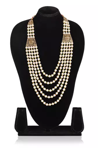   pearl beads dulha groom sherwani mala for   for wedding | layered mala | perfect for groom