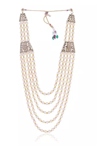   pearl beads dulha groom sherwani mala for   for wedding | layered mala | perfect for groom