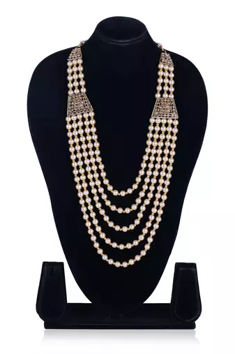   pearl beads dulha groom sherwani mala for   for wedding | layered mala | perfect for groom