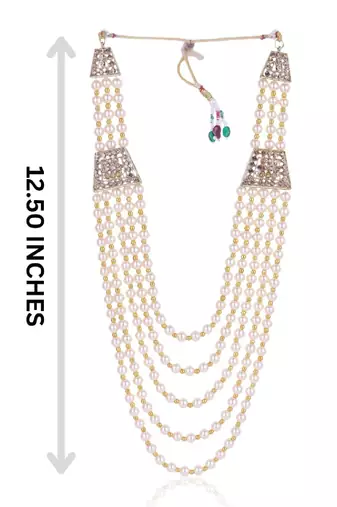   pearl beads dulha groom sherwani mala for   for wedding | layered mala | perfect for groom