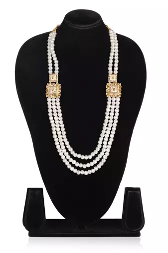   pearl beads dulha groom sherwani mala for   for wedding | layered mala | perfect for groom