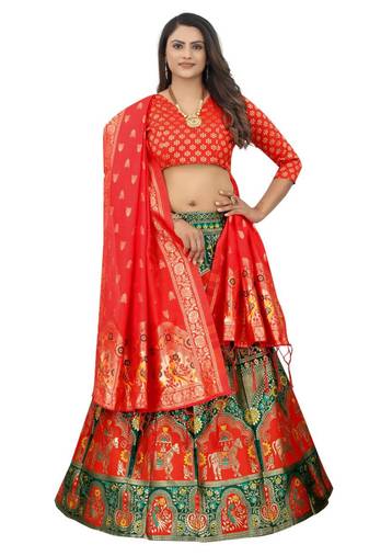GREEN BROCADE FABRIC