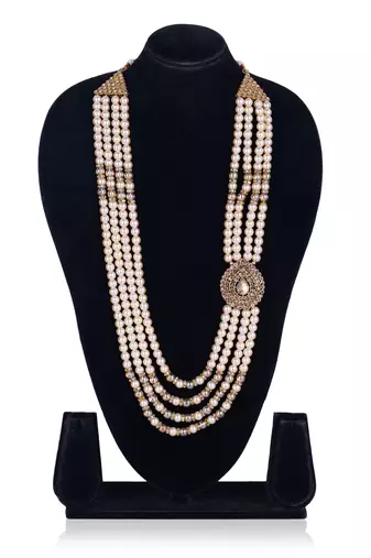   pearl beads dulha groom sherwani mala for   for wedding | layered mala | perfect for groom