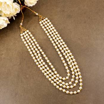   pearl beads dulha groom sherwani mala for   for wedding | layered mala | perfect for groom 1