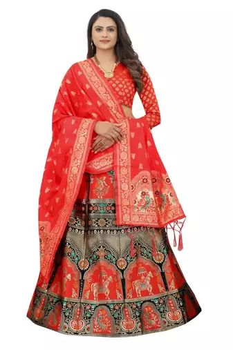 RED BROCADE FABRIC